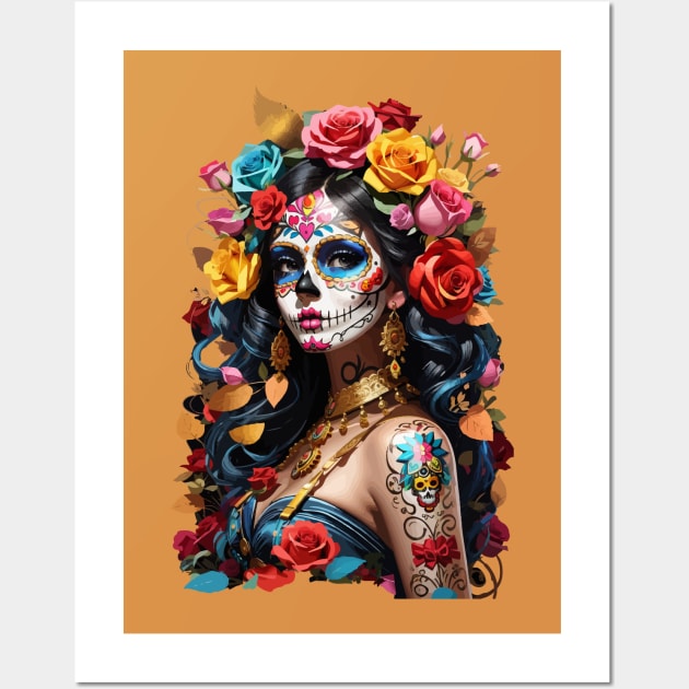 Sugar Skull girl, Dia de los Muertos Wall Art by CatCoconut-Art